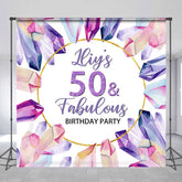 Aperturee - Aperturee Purple Crystal Custom 50 Fabulous Birthday Backdrop